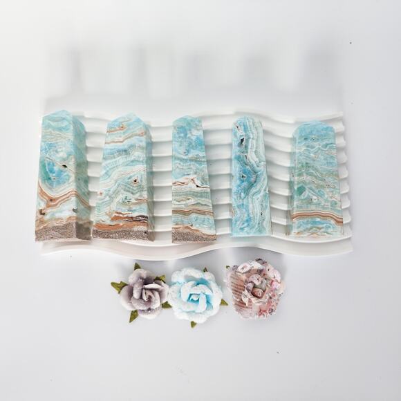 Blue Aragonite Tower Point Communication Crystal - Picture 4 of 8